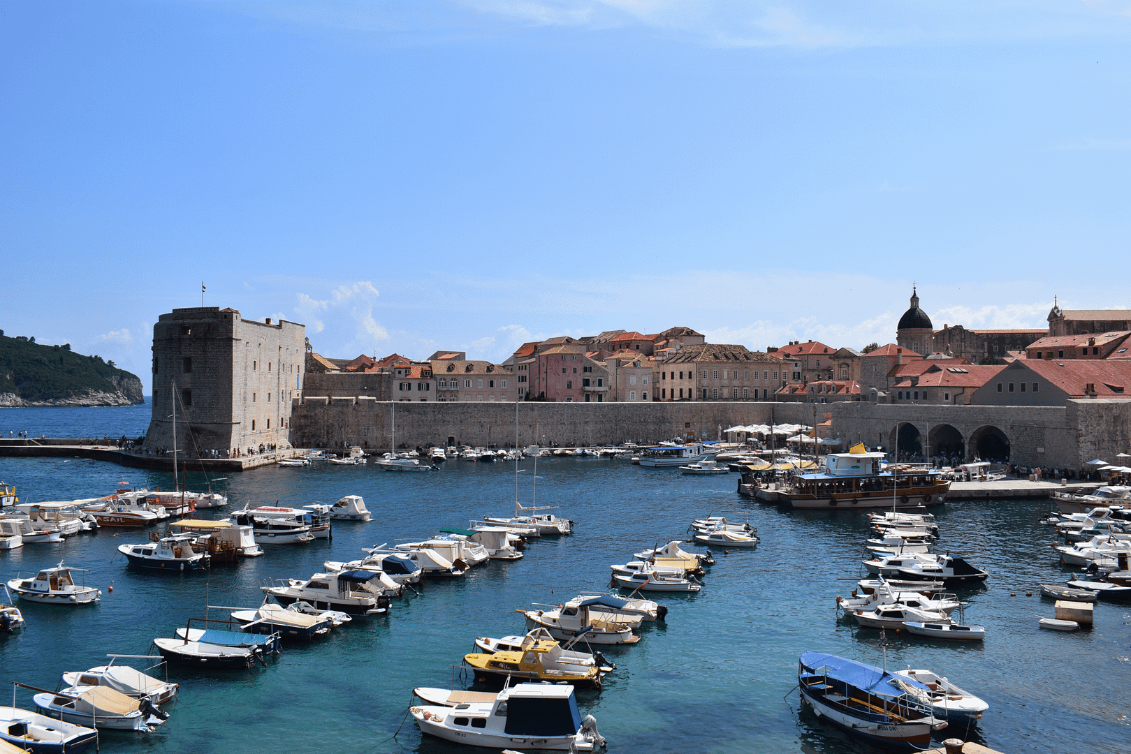 boats in the harbor in Dubrovnik, Croatia