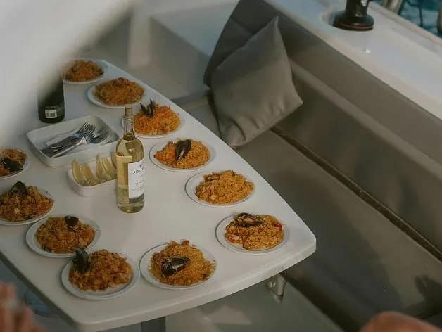 An image of a dining table on yacht
